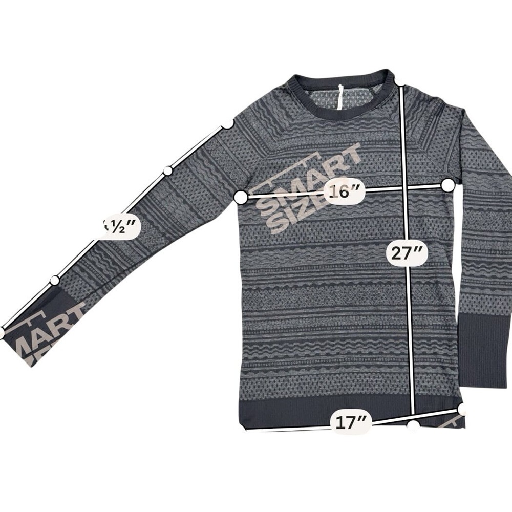Lululemon Women's Size 10 Long Sleeve Top Gray Black‎ - Picture 2 of 4